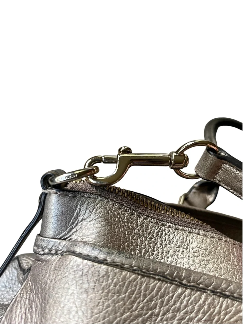Coach Morgan Satchel Crossbody Bag in Soft Gold Pebbled Leather - Picture 9 of 14